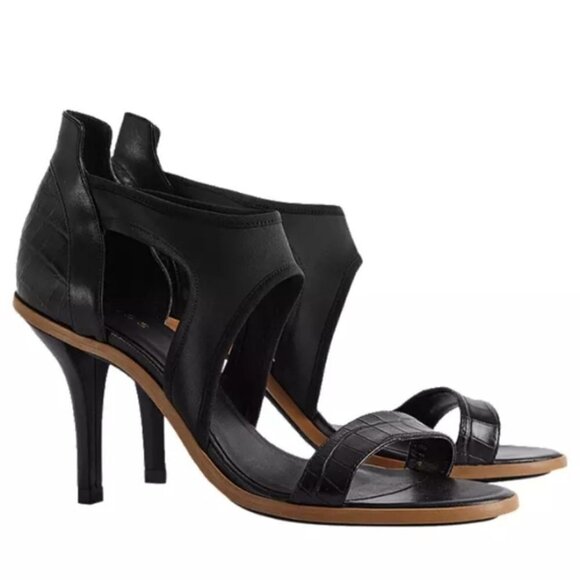NEW Reiss Camille Embossed Leather & Neoprene Sandals - Picture 1 of 16